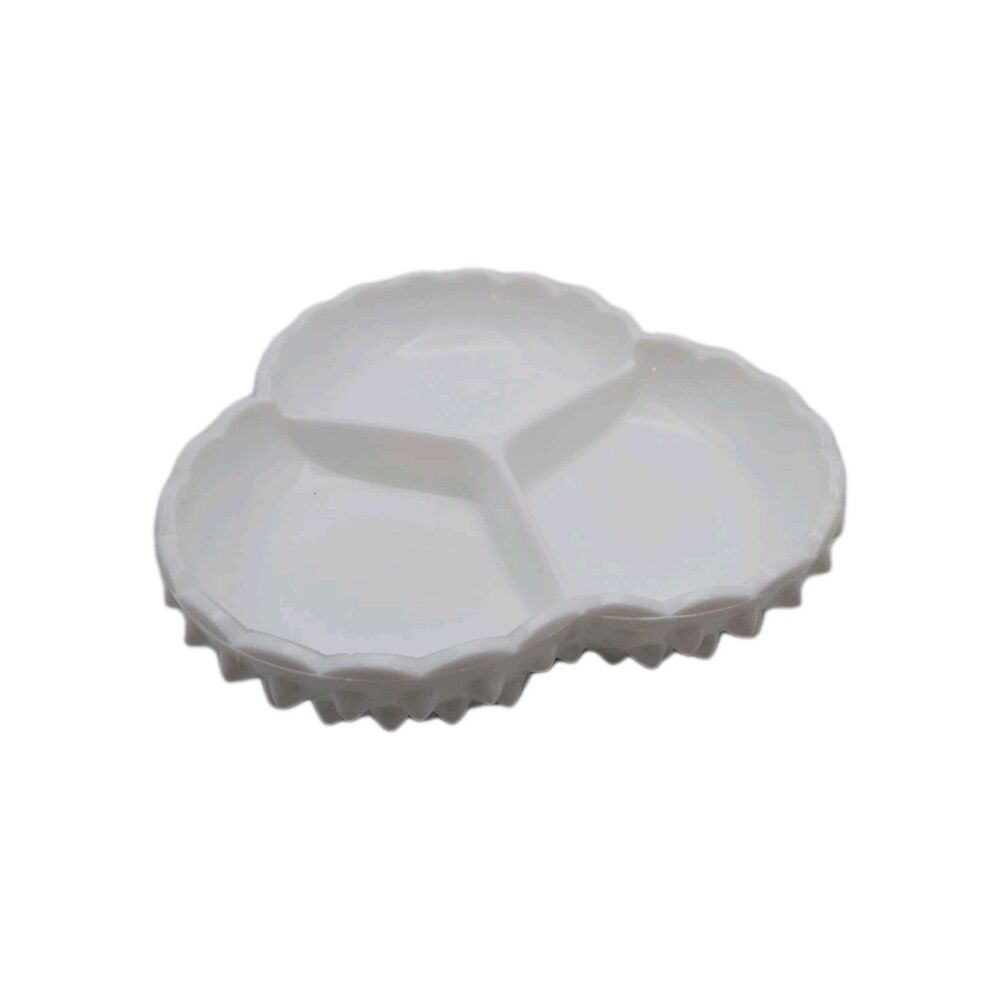 Fenton Vintage Hobnail Milk Glass 3-Section Relish Candy‎ Dish 7-inch